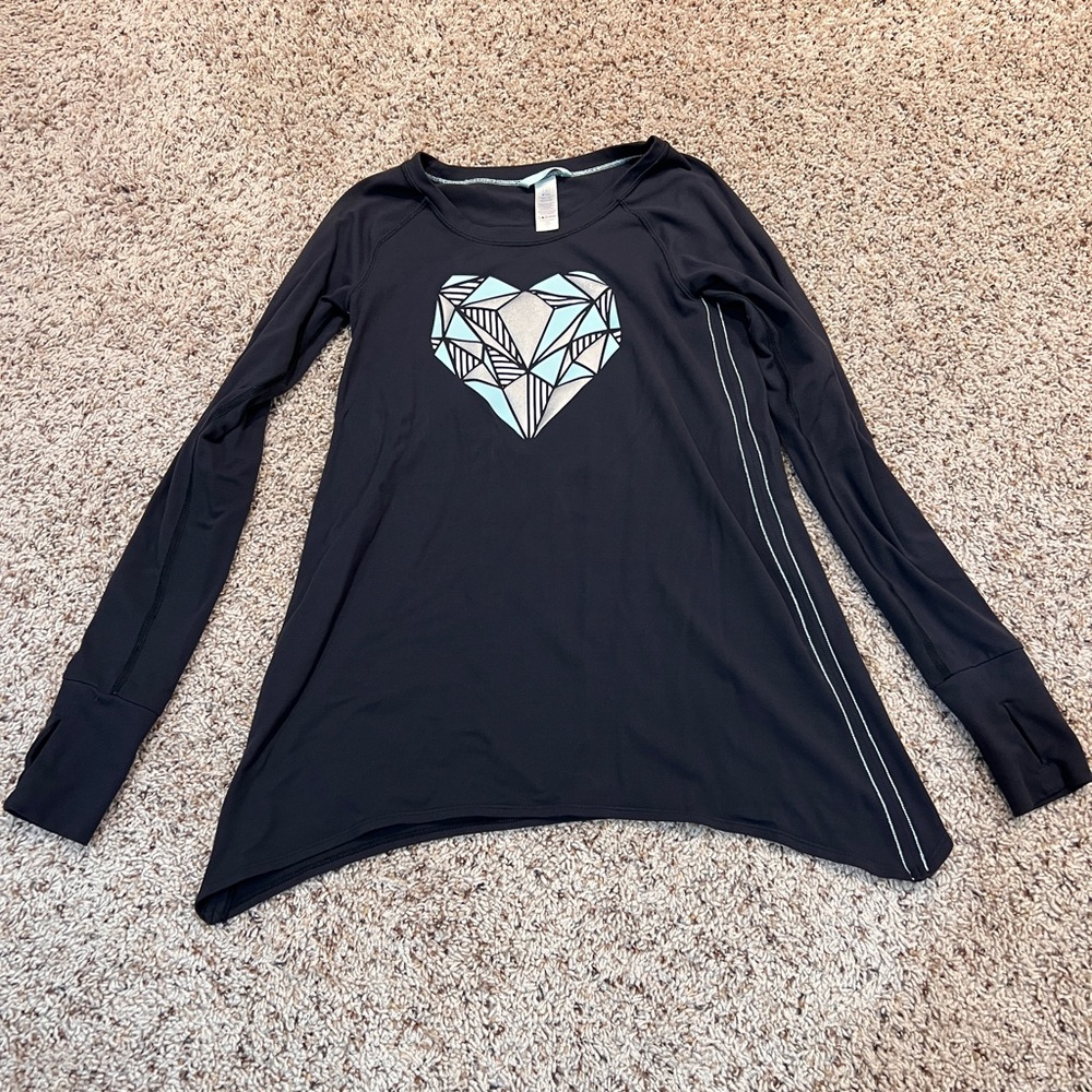 Ivivva Lululemon Girls Black Long Sleeve Shirt Top 12 Thumb Holes Soft